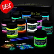 Glow in the Dark Fabric Paint, 10 Colors, 30ml, Neon, Clothes, T-Shirt, Canvas