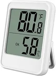 Indoor Hygrometer Thermometer Large Screen Display Desk Wall Magnetic Electronic Temperature Humidity Meters with Bracket for Home Greenhouse Cellar White Type 1