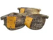 Colonial Mills Set of 3 Sand Black White Tweed Storage Baskets Various Sizes NEW