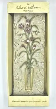 Vintage Cheri Blum Field Flowers in Vase 3D Resin Plaque 2001 Wall Art 9"L x 3"W