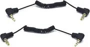 2-Pack 11.8 inch Mini Coiled 3.5mm to 2.5mm Audio Cable, 90 Degree 1/8" 3.5mm TRS Jack Male to 2.5mm TRS Jack Male Stereo Audio Aux Coiled Cord 3.5mm to 2.5mm