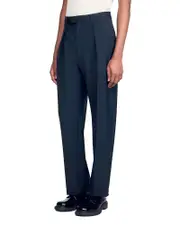 Sandro Wide Leg Wool Blend Suit Trousers