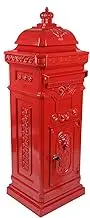 Mailbox Letter Box Letterbox Aluminum Tower Antique Vintage Mail Mounted Package Mount Durable Outdoor Mailing Large Capacity Boxes Post Lock Drop Free Standing Wedding Envelop Keys Decor Garden Red