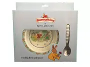 BNWT Bunnykins by Royal Doulton Blue Melamine Baby Feeding Bowl & Spoon Set