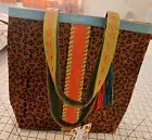 NWT FOLKLORE COUTURE Leopard w/Orange and Teal Stripe Shoulder Bag,Retails $88
