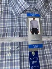 Hickey Freeman Mens Classic Fit Dress Shirt (Blue, 17-17.5 x 32/33) NWT