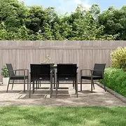 7 Piece Garden Dining Set with Cushions Poly Rattan and Steel, Furniture Sets, Patio Furniture