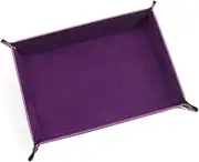 1 Piece Dice Holder Dice Pad Dice Rolling Tray PU Leather Dice Tray Rectangle Folding Dice Tray for Dice Gaming and Other Table Games, Purple