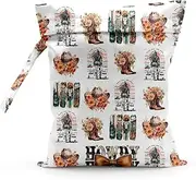 [Sldpngo] Waterproof Cloth Diaper Wet Dry Bag Reusable Travel Beach Pool Daycare Soiled Toddler Items Yoga Gym Bag for Swimsuits Wet Clothes Bags - Dark Floral Western Boots Pattern