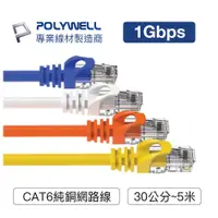 在飛比找蝦皮購物優惠-POLYWELL CAT6 高速網路線 30公分~5米 CA