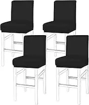 4Pcs Barstool Covers,Barstool Covers Slipcover,Bar Stool Slipcover,Chair Cover,Pub Counter Stool Chair Cover,Waterproof PU Bar Stool Covers,Washable Bar Stool Chair Covers for Home Bar (Black)