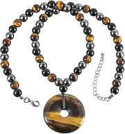[TUMBEELLUWA] Crystal Pendant Necklace with Bead Chain Healing Stone Amulet Jewelry for Men Women