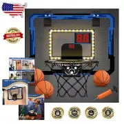 Complete Mini Basketball Hoop Set with 3 Balls, LED Display & Breakaway Rim