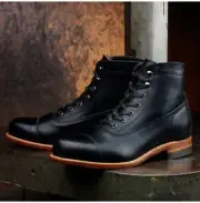 Handmade Men Black Real Leather Ankle Boot Formal Dress Casual Shoes