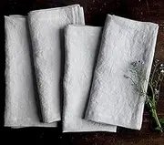 LK PureLife 100% Stonewashed French Linen Dinner Napkins-Soft Pure Linen Cloth Napkins-20 x20 Inch Set of 4-Handcrafted with Mitered Corners-Dove Grey