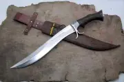 Hand Forged Carbon Steel Scimitar kukri Sword Full Tang With Leather Sheath