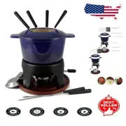Deep Blue 11-Piece Fondue Set—Ideal for Cheese and Meat Fondue Experiences