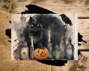 Purr-fect Potion | Rice Paper | A4 Paper for Decoupage | Black Cat Halloween