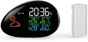 Wireless Atomic Digital Color Forecast Station with Alerts，Digital Weather Stations Thermometer with Atomic Clock,Humidity Thermometer Monitor Barometer Backlight