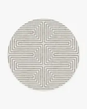 245' Round | Machine Washable Runner Rug | Kid & Pet Friendly | Indoor Rug | Jonathan Adler Labyrinth Camel & Ivory Rug | Ruggable