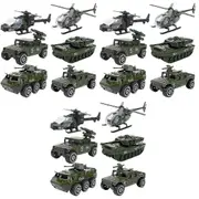 18 Pcs 1:87 Alloy Sliding Car Model Set Alloy Military Vehicle Mini Diecast Car Toys Set Helicopter Tank Armored Car For Kids Boys