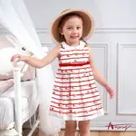 ANNYS安妮公主-摩登葡萄線條小圓領春夏款無袖洋裝*0158紅色