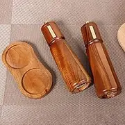 DJAPWPX Wooden Salt Grinder with Tray, Adjustable Coarseness Versatile Kitchen Salt Pepper Mill Set with Ceramic Core for Chili Lilac