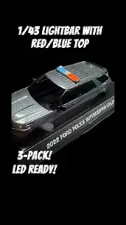 1/43 POLICE LIGHTBAR SLIM RED/BLUE TOP 3-PACK MODEL CAR DIORAMA CUSTOM LED READY