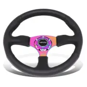 NRG Reinforced 35cm 2.5"Deep Dish Neochrome Spoke Leather Grip Steering Wheel