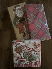 ▪️NWT Mud Pie Napkin Bundle-Red Tartan, Fa La La, Peppermint