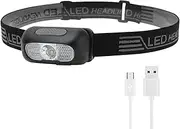 Head Torch - Rechargeable Headlight | Portable Led Head Lamp | Waterproof Outdoor Head Light | 800 Lumen Bright LED Headlights with Adjustable Headband for Camping Running Hiking Fishing