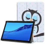 For Huawei Mediapad C5 10 / M5 Lite 10 Pattern Printing Leather Tri-fold Stand Tablet Case