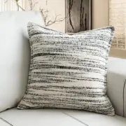 MODECOR Harmony Stripe Cotton Linen Square Pillow with Insert, 18 x 18 Inch