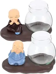 TOGEVAL 2Pcs Flower Propagation Station Hydroponic Glass Vase with Resin Ornament for Home Decoration Space Saving Terrarium for Modern and Elegant Spaces