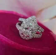 Beautiful Halo Design 4.1Ct Pear Shaped Stone Women's Engage/Gift Ring In Silver