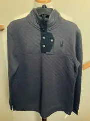 Spyder-l/s-boy's-gray w/blk-quilted-1/2 snap front-pullover sweatshirt-Nwt