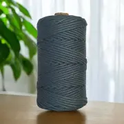 3MM Luxe Braided Macrame Cord | STEEL BLUE GREY | 100% Premium Cotton Australia