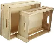 WESIEVYA Wooden Nesting Storage Crates 2pcs Wooden Crate Boxes Handle Farmhouse Style