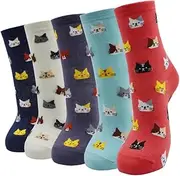 [YUANstore] 5 Pairs Kawaii Japanese Korean Harajuku Women Socks Fashion Cute Cat Dog Duck Hallowmas Milk Cartoon Socks for Women