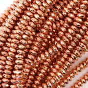 Faceted Rose Gold Hematite Rondelle Button Beads 15.5" Strand 3mm 4mm 6mm