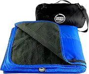 DOWN UNDER OUTDOORS Large Waterproof Windproof Extra Thick 350 GSM Quilted Fleece Stadium Blanket, Machine Washable Camping Picnic & Outdoor, Beach, Baseball,Dog, 82 x 55 (Blue)