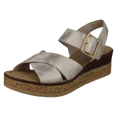Ladies Rieker Cross Over Synthetic Leather Wedge Sandals '63795'