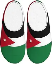 [EdWal] Jordanian flag print Winter Warm Slippers Indoor Anti-skid Plush Slippers Relaxing at Home for Women Men