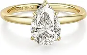 [Blueeve] 2ct Pear Moissanite Rings for Women, D Color VVS1 Clarity Lab Created Diamond Rings 14K White Yellow Gold Filled Solitaire Moissanite Engagement Rings for Women Wife Wedding Rings Gifts