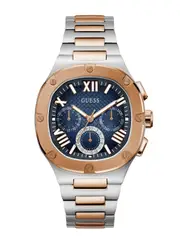 GUESS Men's Rose Gold Blue Headline Watch