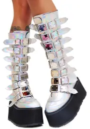 [Demonia] Iridescent Hologram Morpheus Platform Boots
