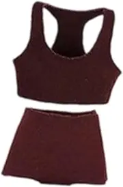 CoudarTitie 1/12 Scale Sports Vest and Shorts Set, Mini Stylish, Lightweight and Soft Clothes for Action Figures, Dolls, Models , Dark Red