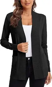 [Urban CoCo] Women's Lightweight Open Front Knit Cardigan Sweater Long Sleeve with Pocket