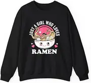 [X.Style] Just a Girl Who Loves Ramen Japanese Noodles I Love Ramen ds028 Sweater Black M