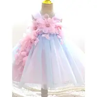 在飛比找ETMall東森購物網優惠-女寶寶周歲抓周禮服夏季嬰兒公主裙洋氣女孩紗裙生日宴女童連衣裙